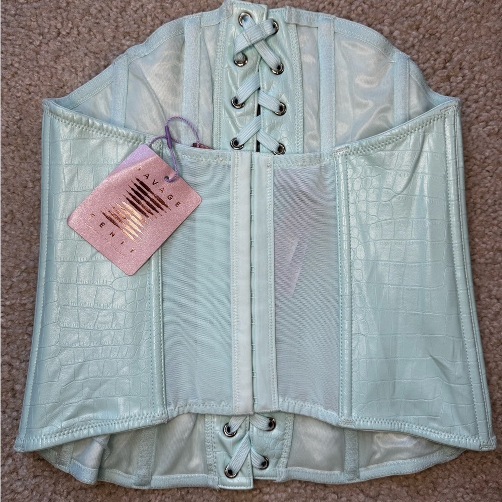 Savage X Fenty Mint Blue Lace-Up Corset Top NWT - Picture 3 of 5